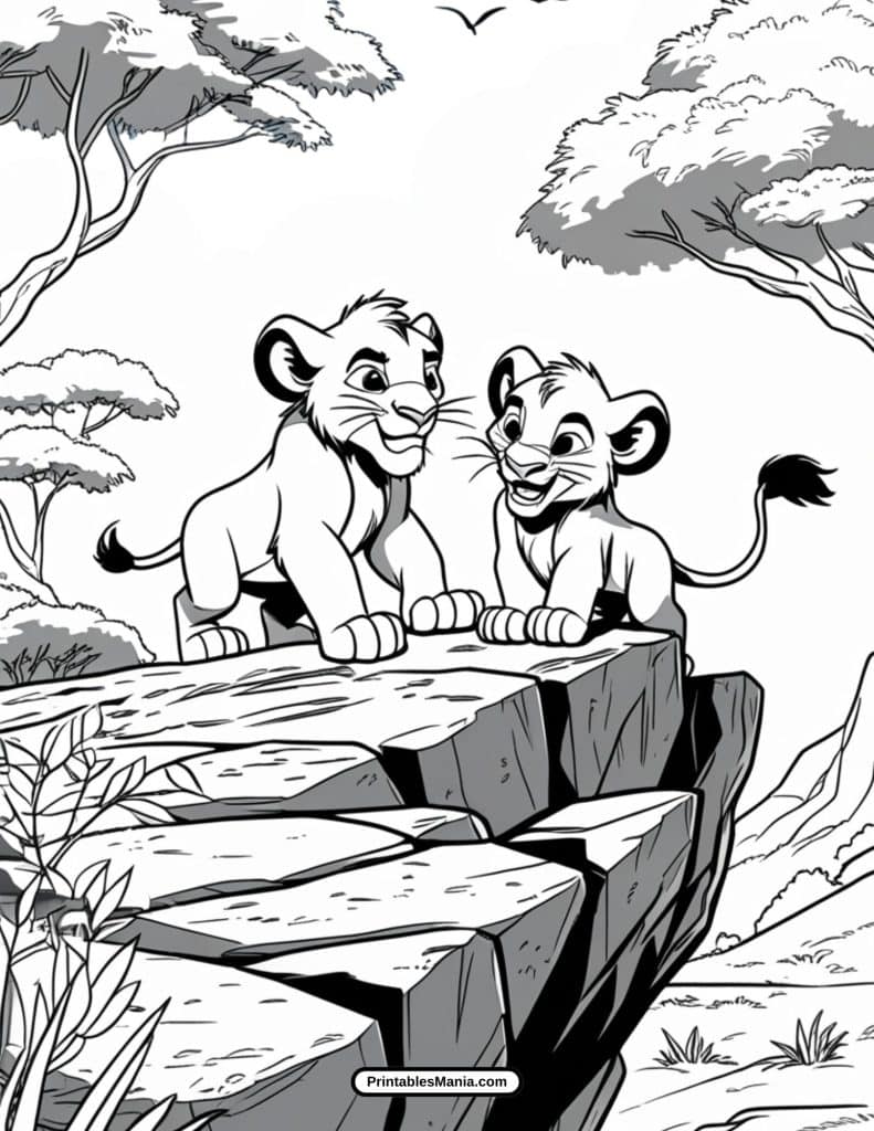 nala and simba together coloring sheet