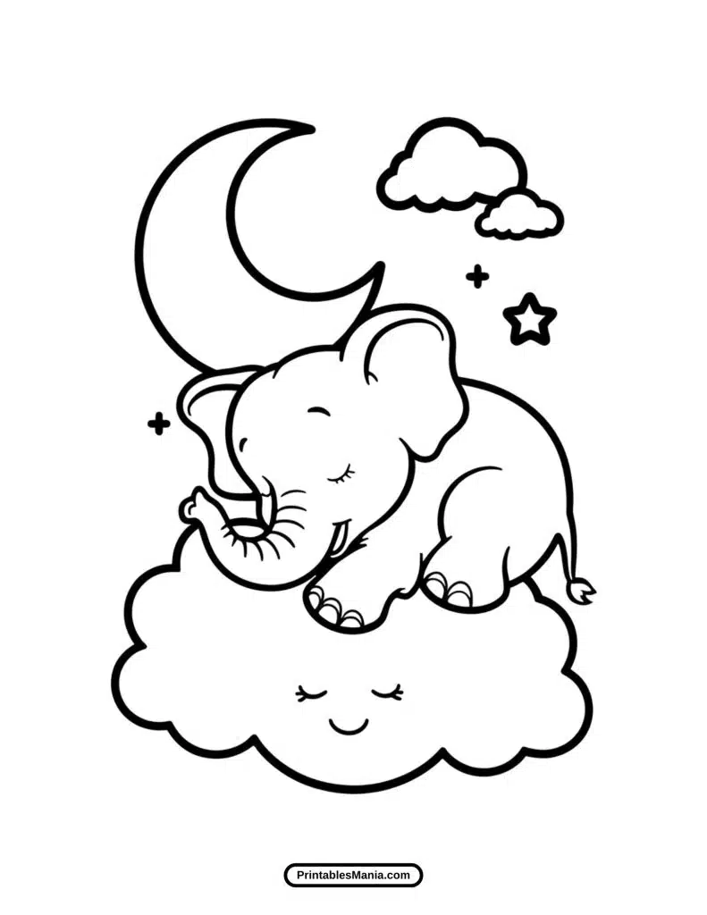 elephant sleeping coloring page