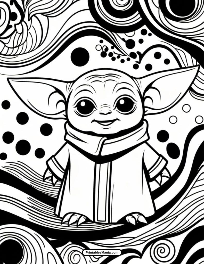 baby yoda line art printable coloring page