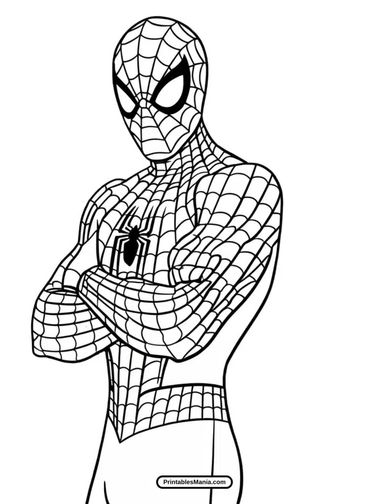 spiderman mid-swing urban adventure coloring page