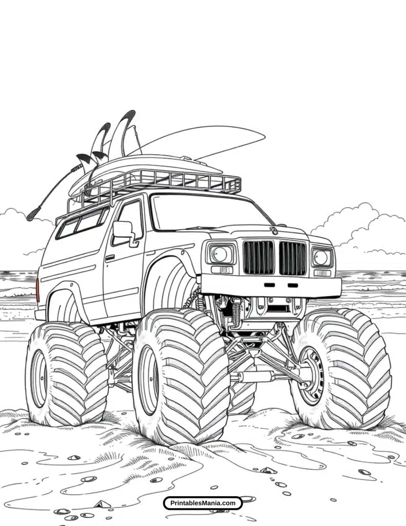 detailed monster truck coloring sheet