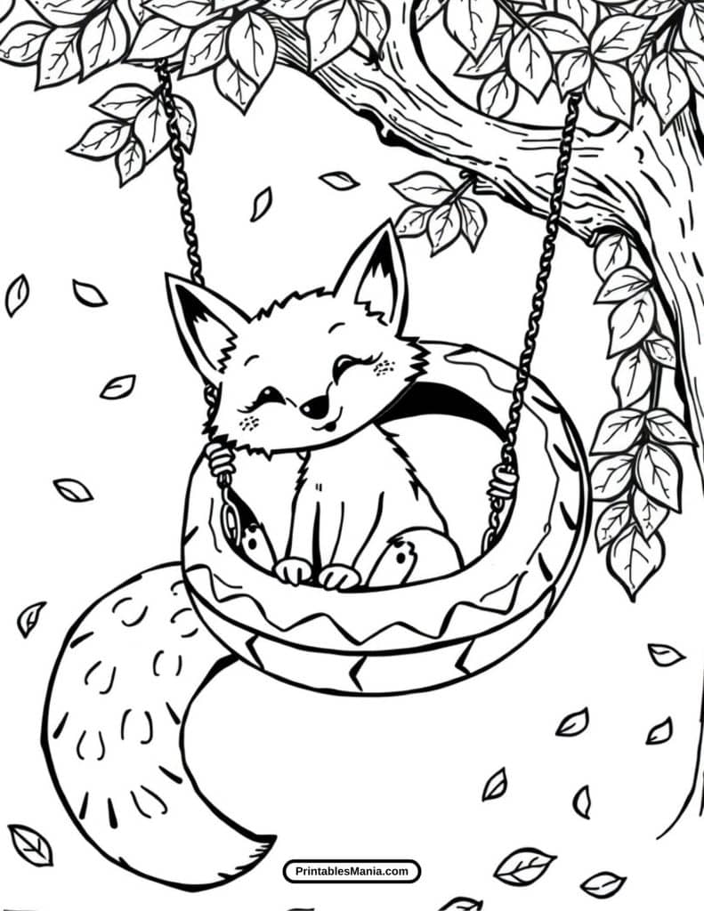 easy printable fox coloring page for young children