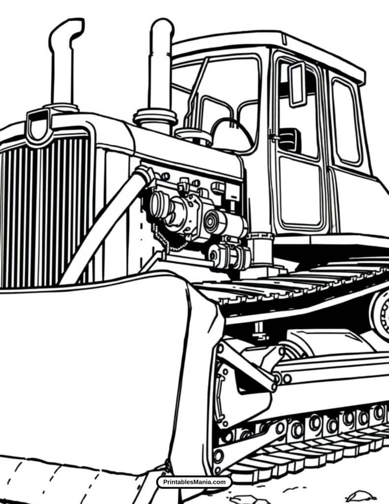 bulldozer moving dirt coloring sheet for action scenes