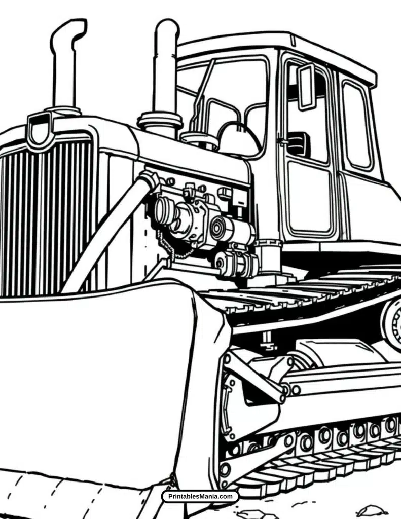 bulldozer moving dirt coloring sheet for action scenes