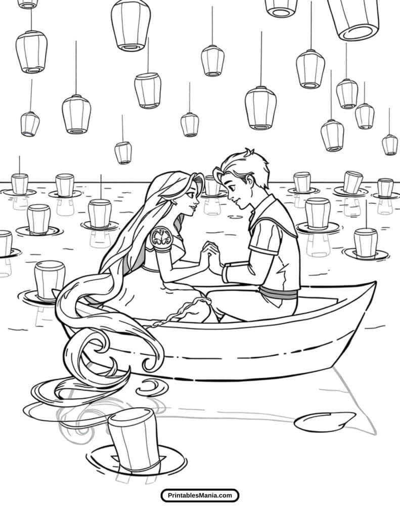 rapunzel and flynn rider coloring page