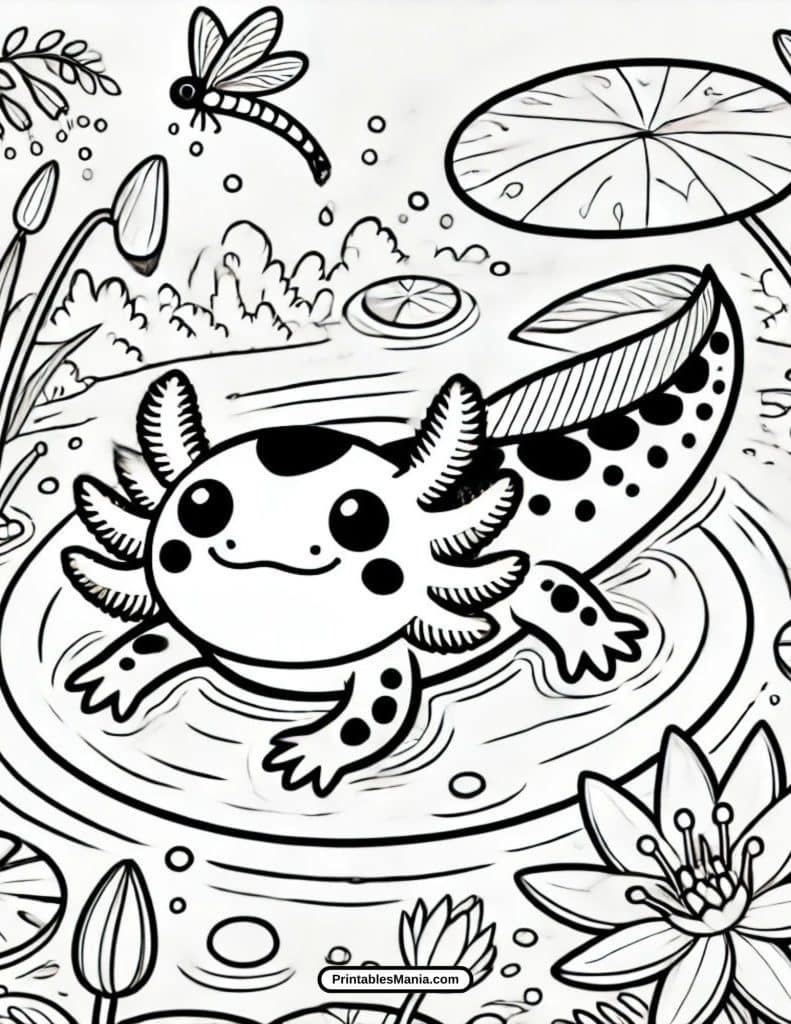 printable axolotl art for kids and adults