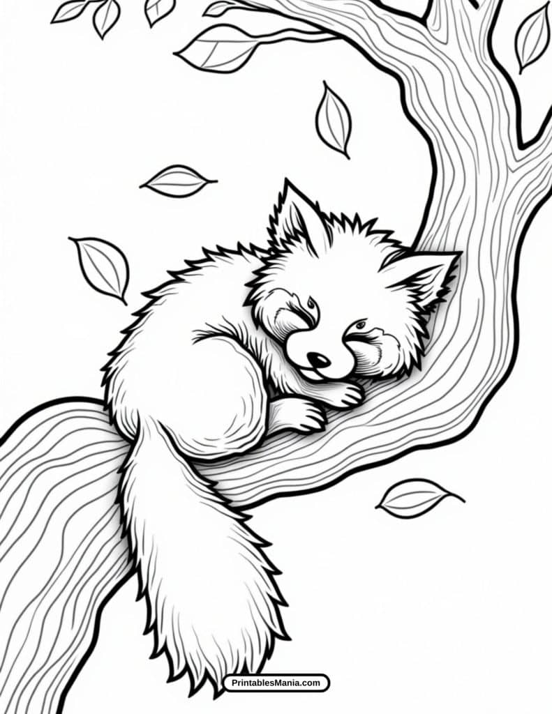 cute baby red panda coloring page printable