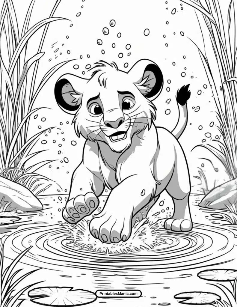 simba looking cheerful coloring sheet