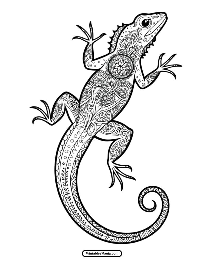 kids' friendly lizard character coloring page