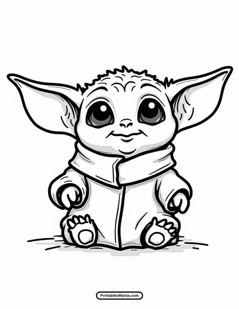 cute baby yoda illustration for coloring