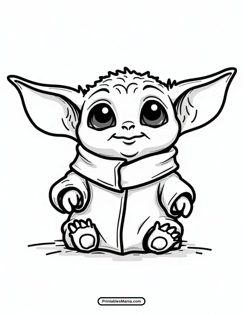 cute baby yoda illustration for coloring