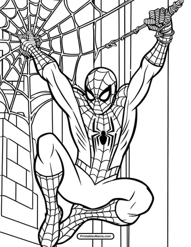 amazing spiderman mid-air leap coloring sheet