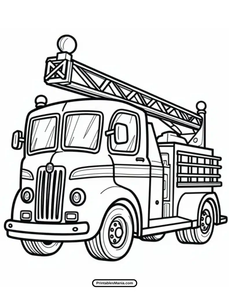 fire engine side view coloring picture