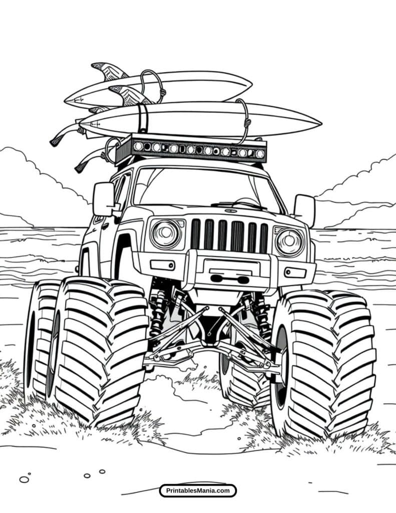 simple monster truck coloring template