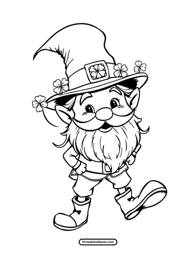 happy dancing leprechaun coloring page