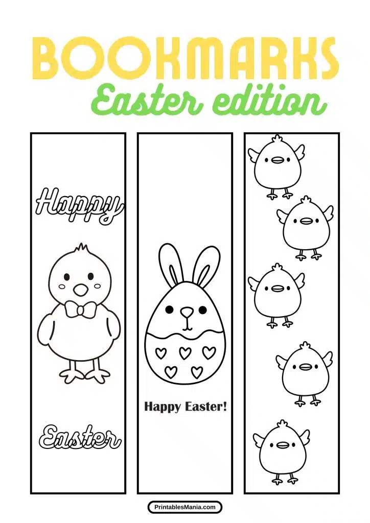 printable bookmarks with easter eggs for a bright and colorful theme