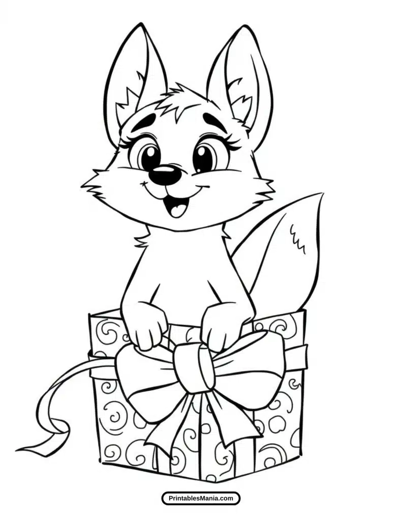 happy fox coloring page