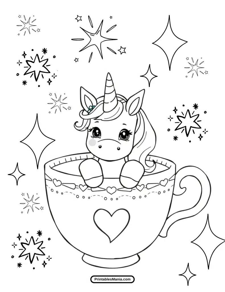 cute unicorn coloring page