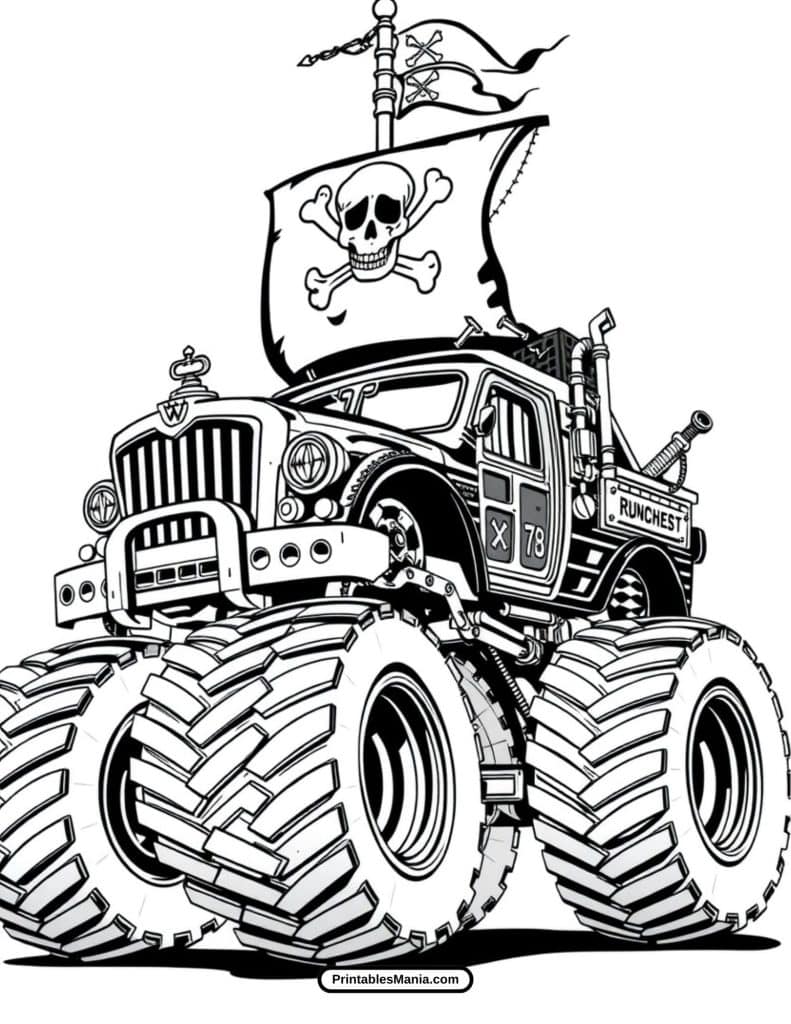 off-road adventure monster truck coloring page