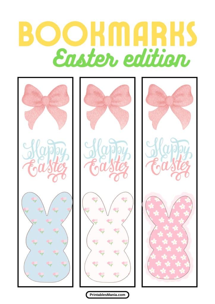 printable bunny bookmarks for easter with adorable artwork