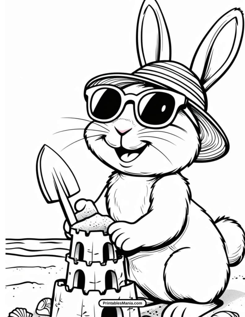 cute baby bunny coloring page with gentle details