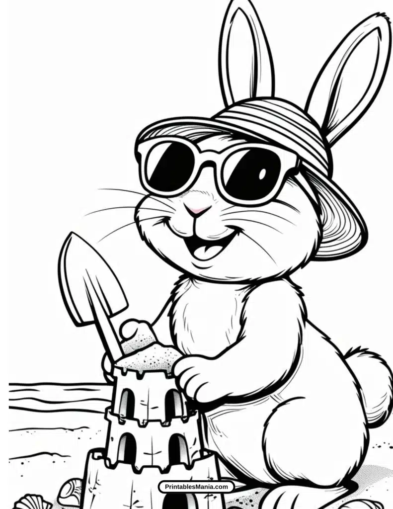 cute baby bunny coloring page with gentle details