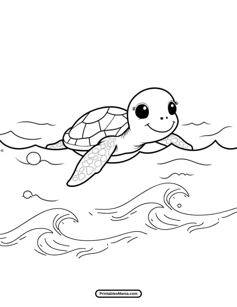 relaxing sea turtle scene for coloring