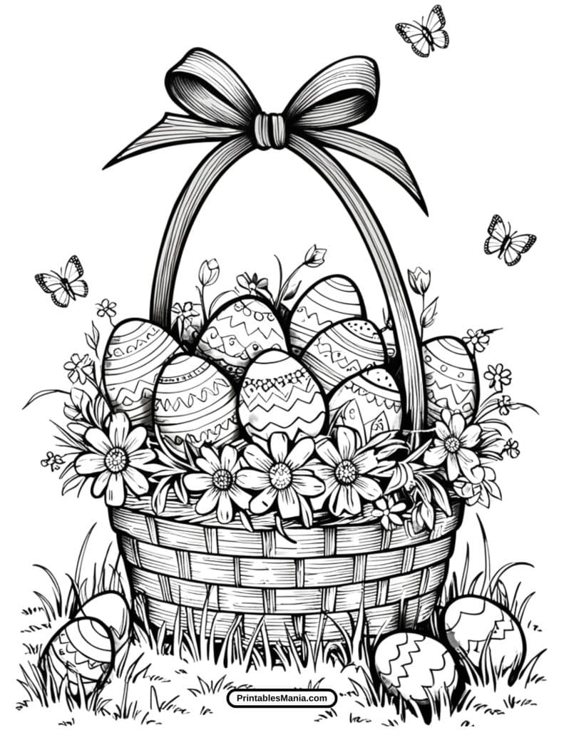 simple easter egg designs for kids coloring page