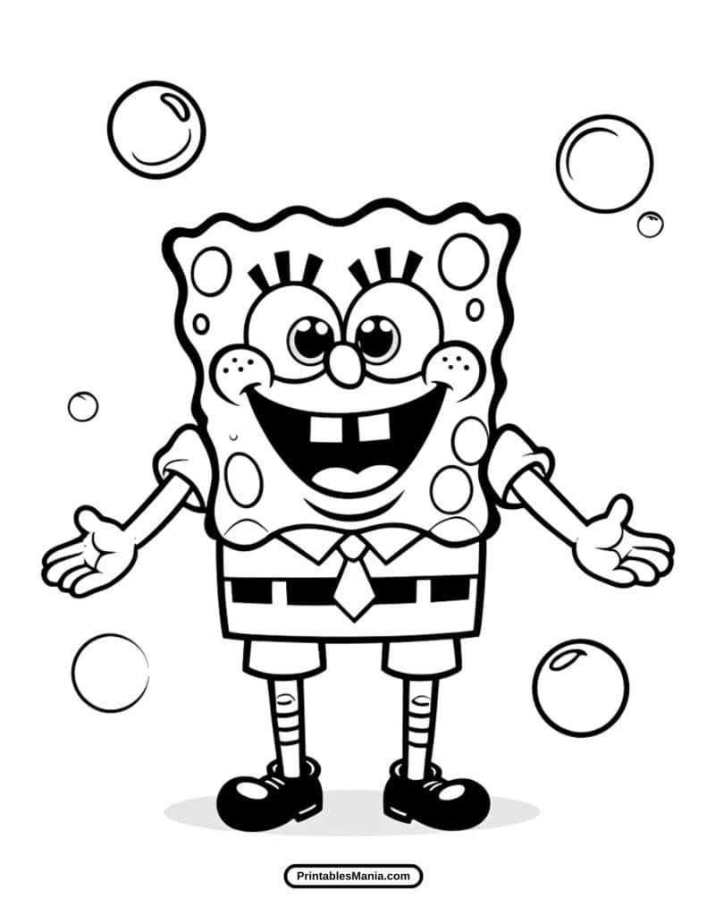 spongebob enjoying a sunny day smiling