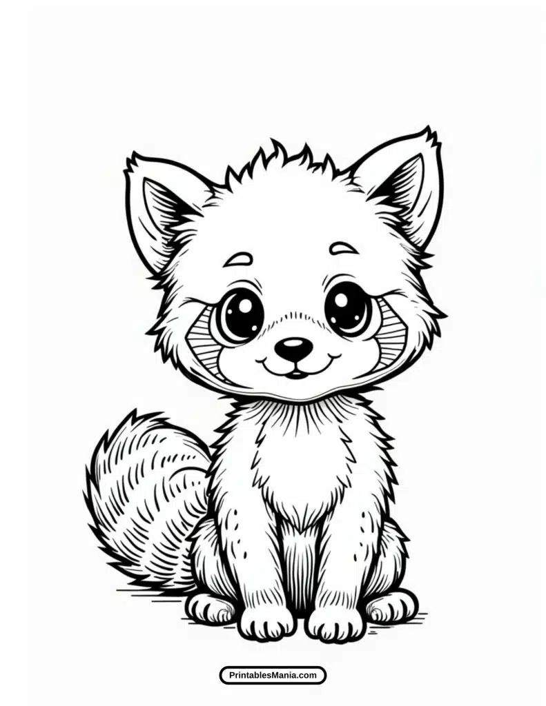 easy red panda coloring sheet for toddlers