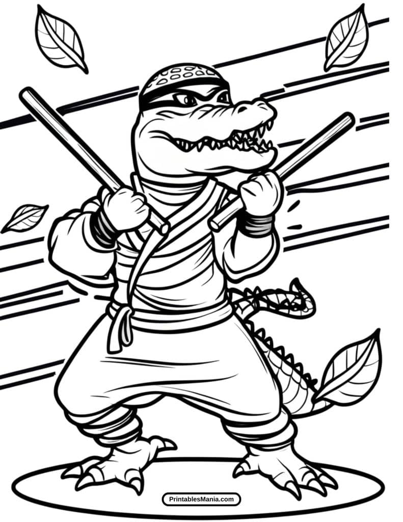 funny crocodile coloring page