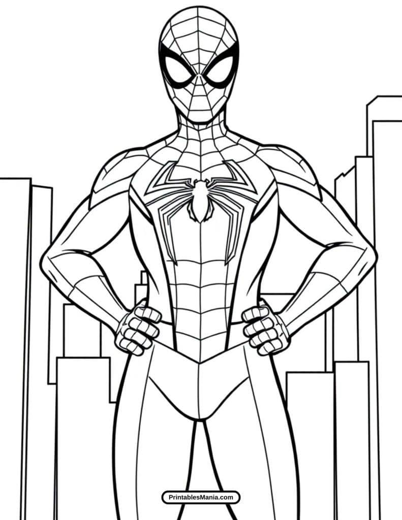 spiderman action scene coloring page