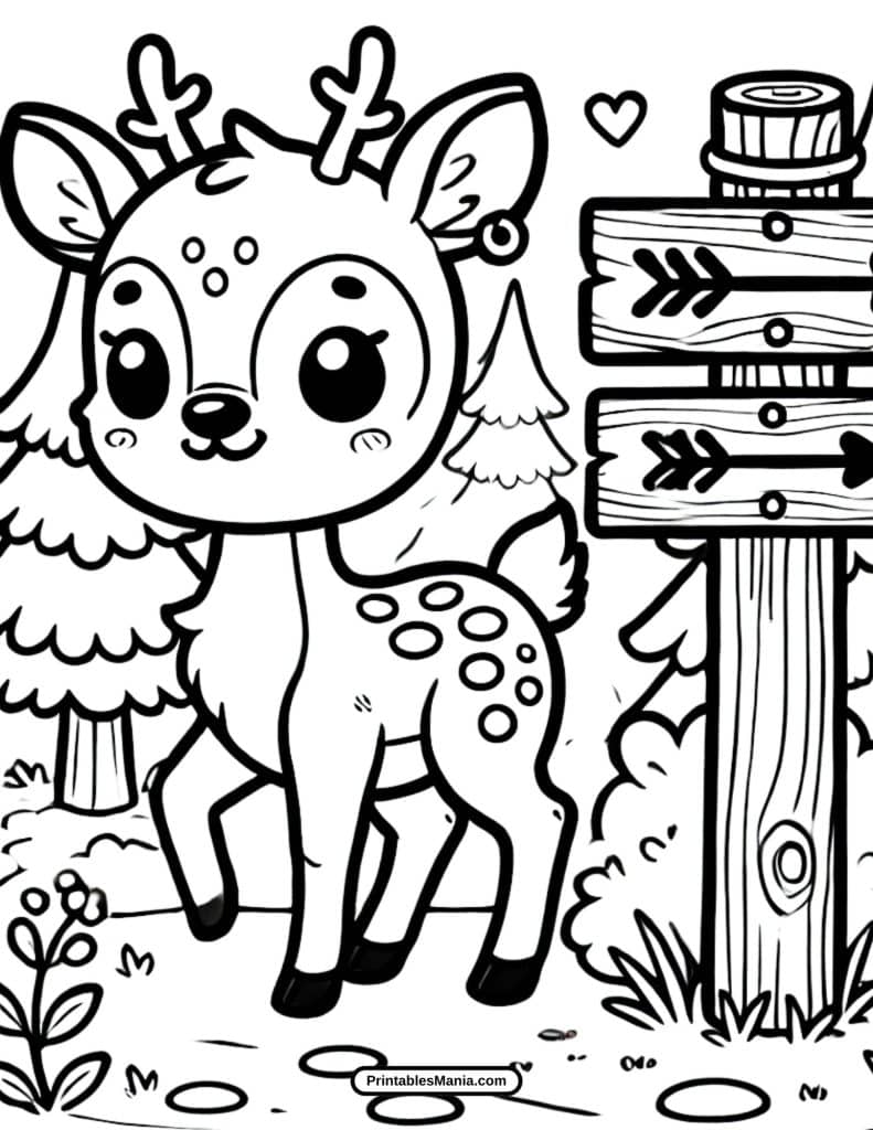 stag in an enchanted forest printable coloring page