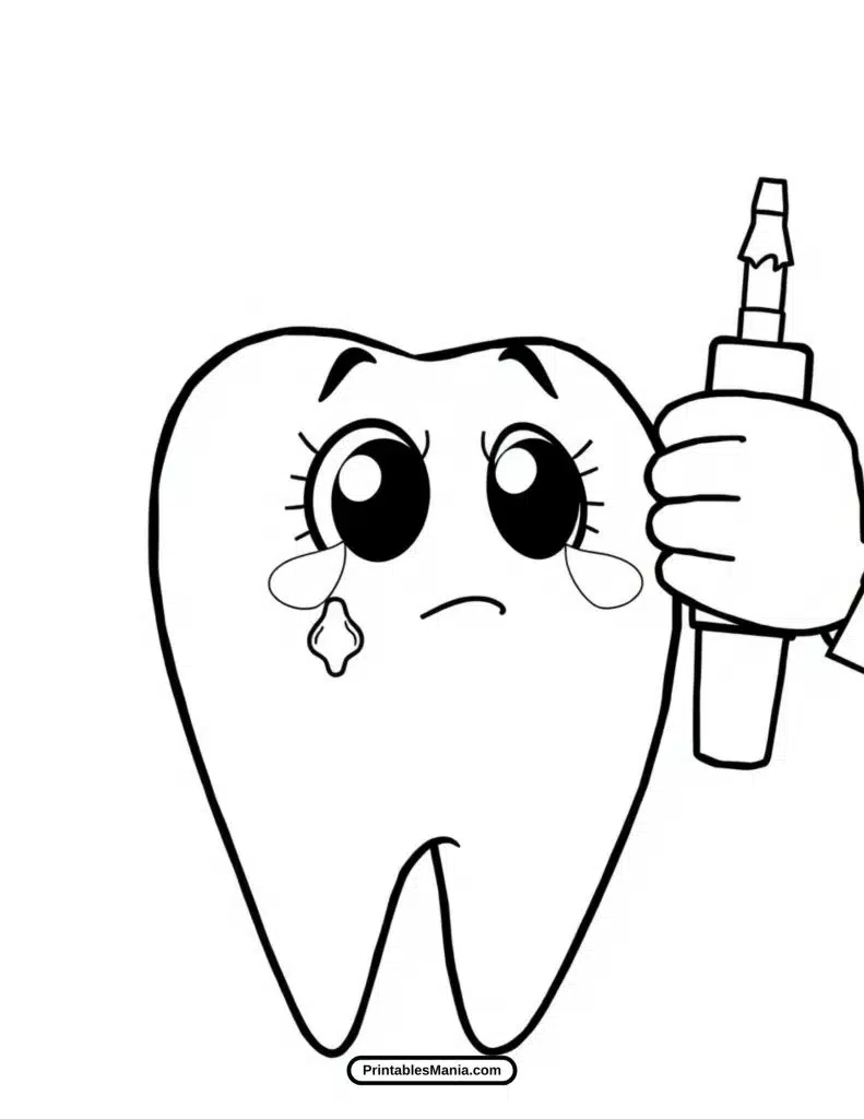 tooth coloring sheet for kids