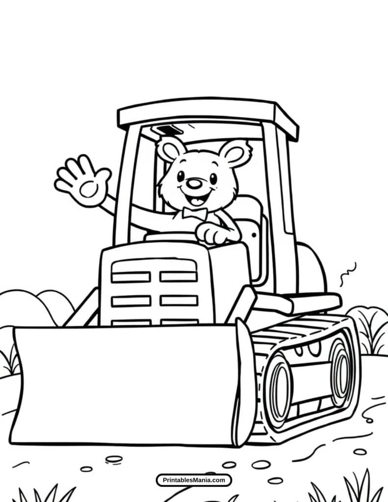 simple construction bulldozer coloring sheet for toddlers