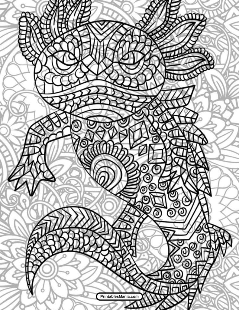 axolotl mandala coloring page for relaxation