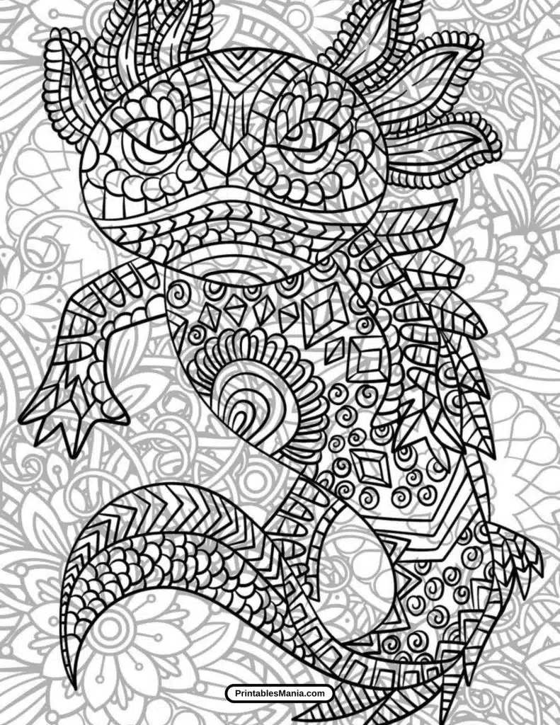 axolotl mandala coloring page for relaxation