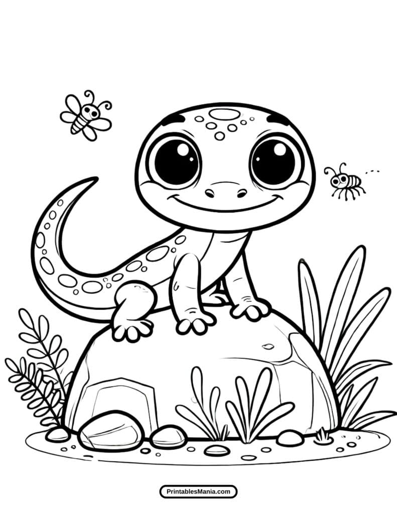 cute baby lizard drawing for coloring