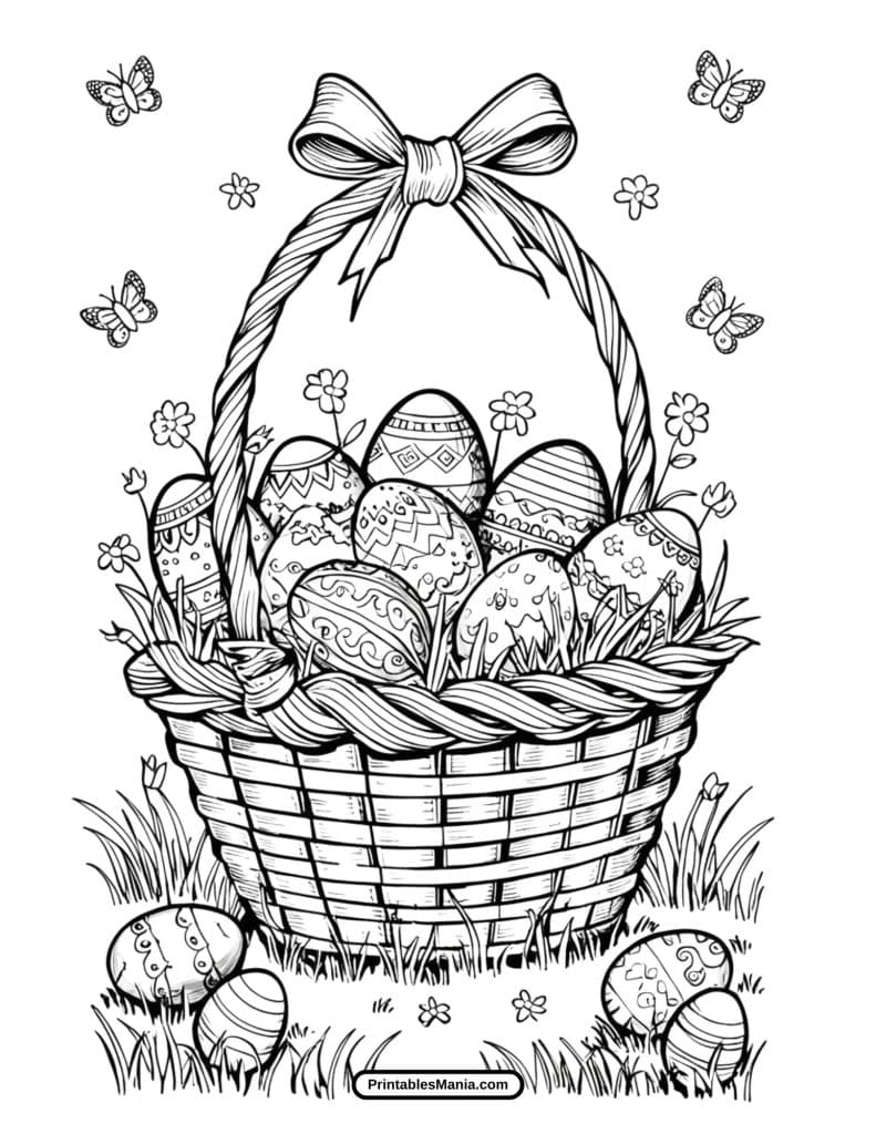 basket full of easter eggs coloring sheet