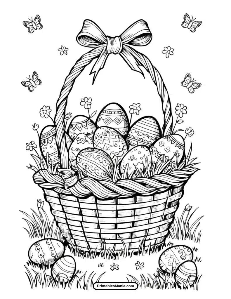 basket full of easter eggs coloring sheet