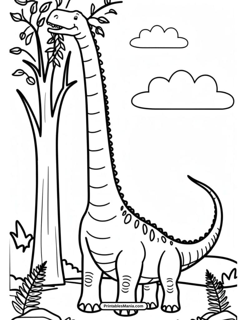 cheerful diplodocus coloring page download free