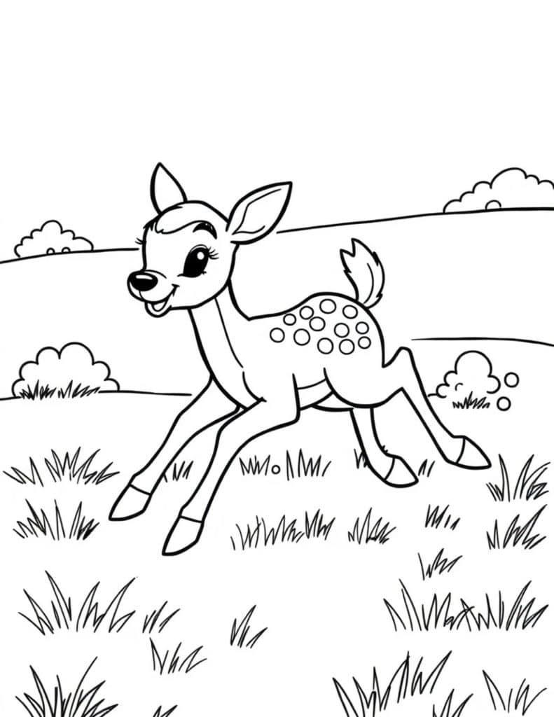 woodland deer coloring sheet