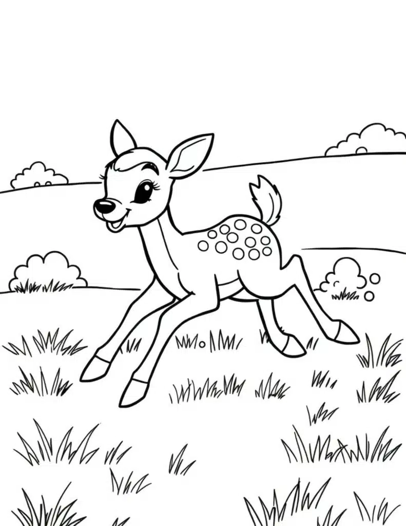 woodland deer coloring sheet