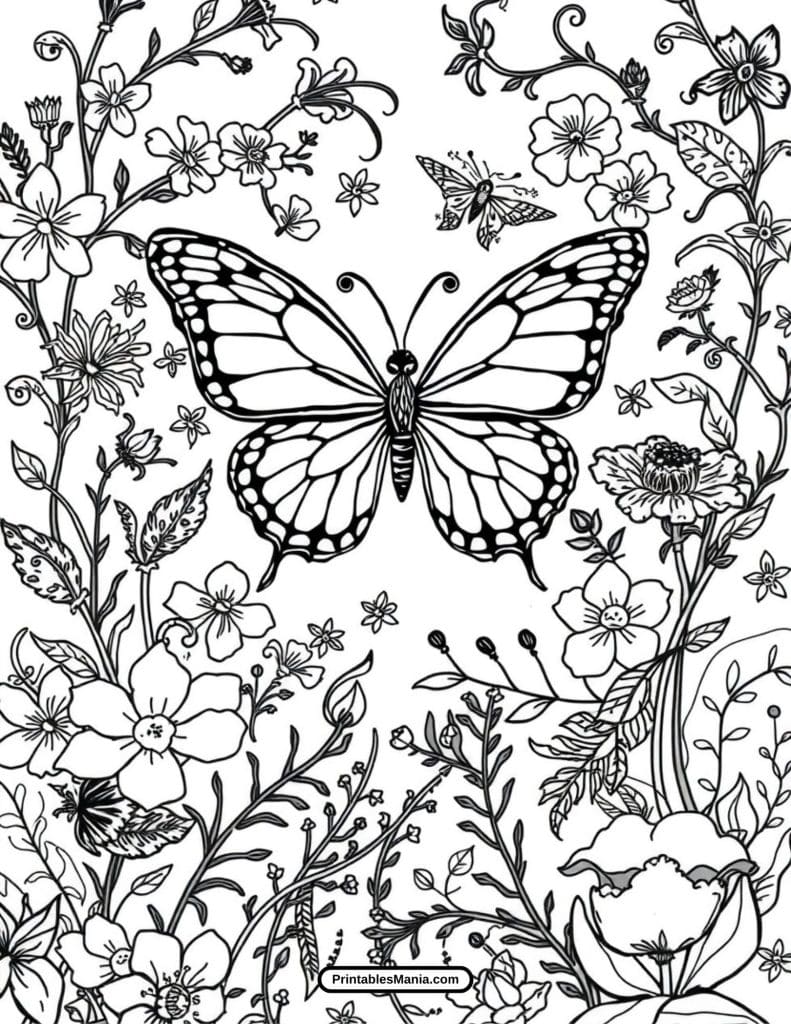 gorgeous butterfly with intricate details to color