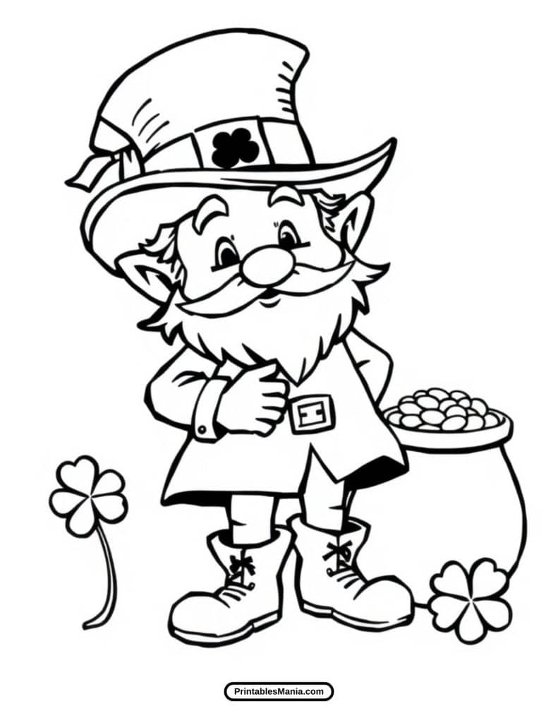 leprechaun treasure hunt coloring page for adventure lovers