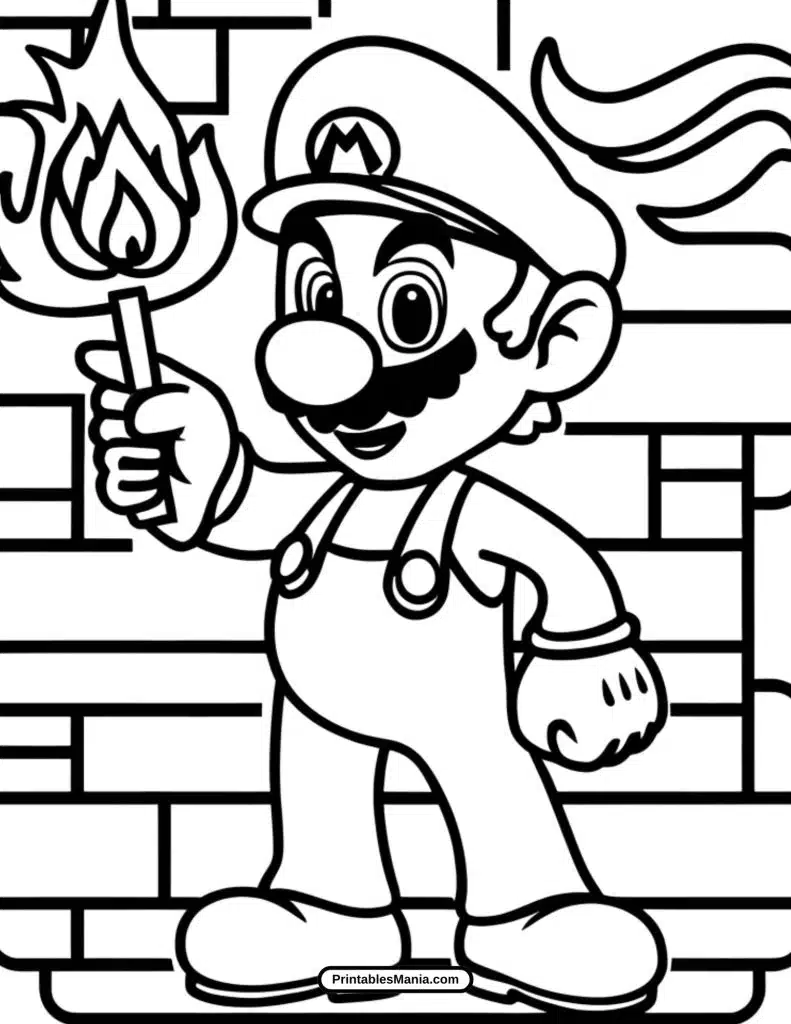 easy mario character coloring page