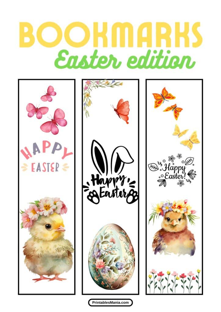 printable pastel easter bookmarks with soft, seasonal colors