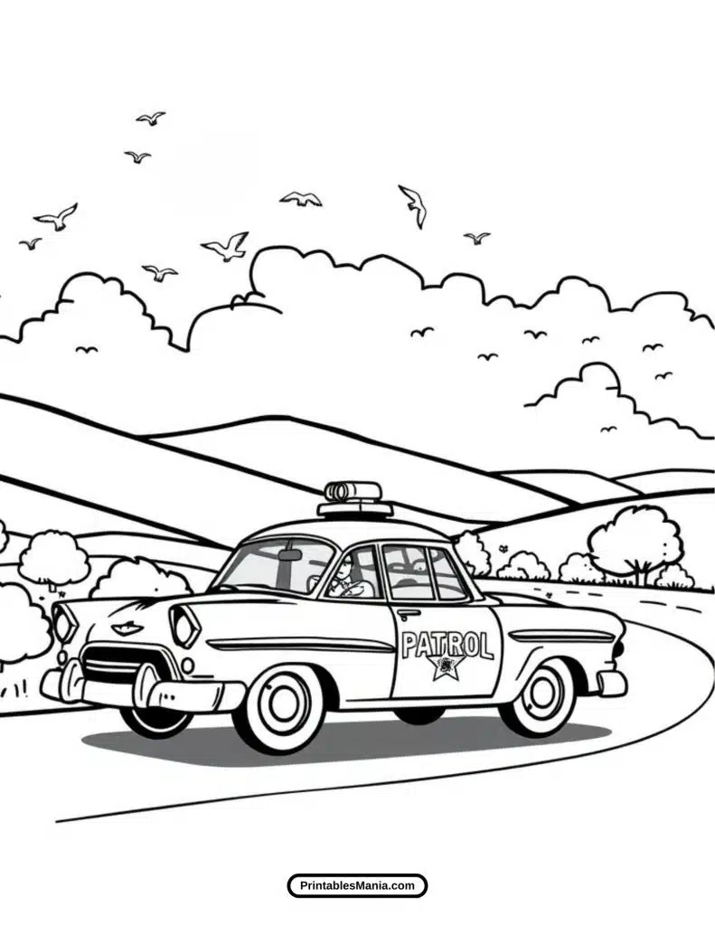 high-speed law enforcement vehicle coloring sheet for action lovers