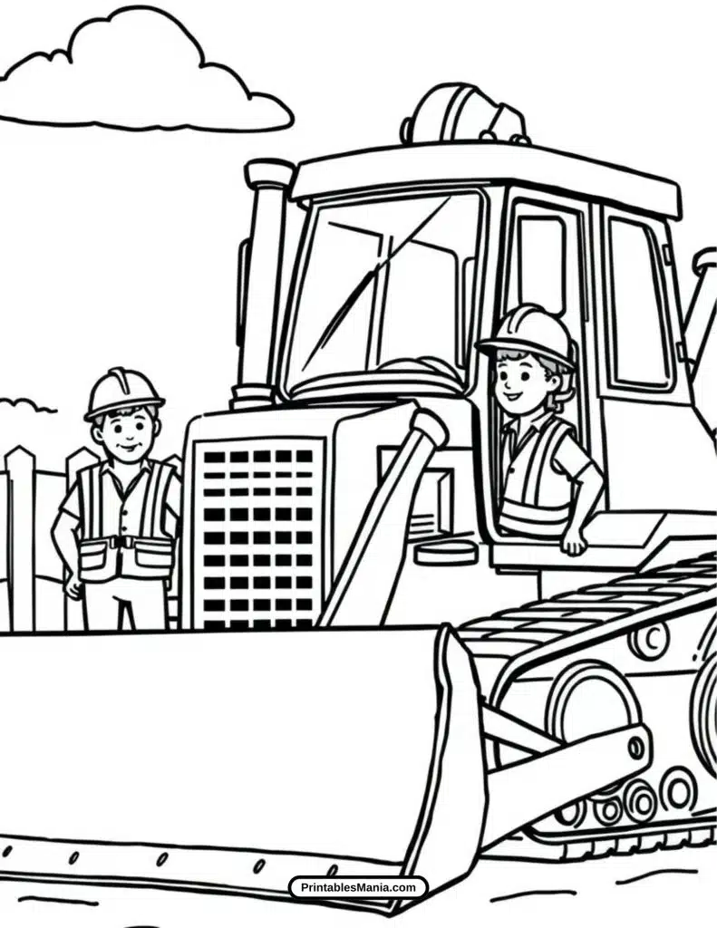 printable heavy equipment bulldozer coloring page for young artists