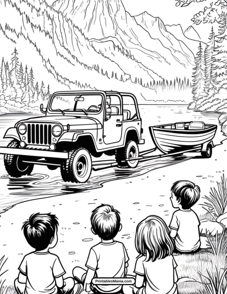 printable off-road jeep drawing for kids